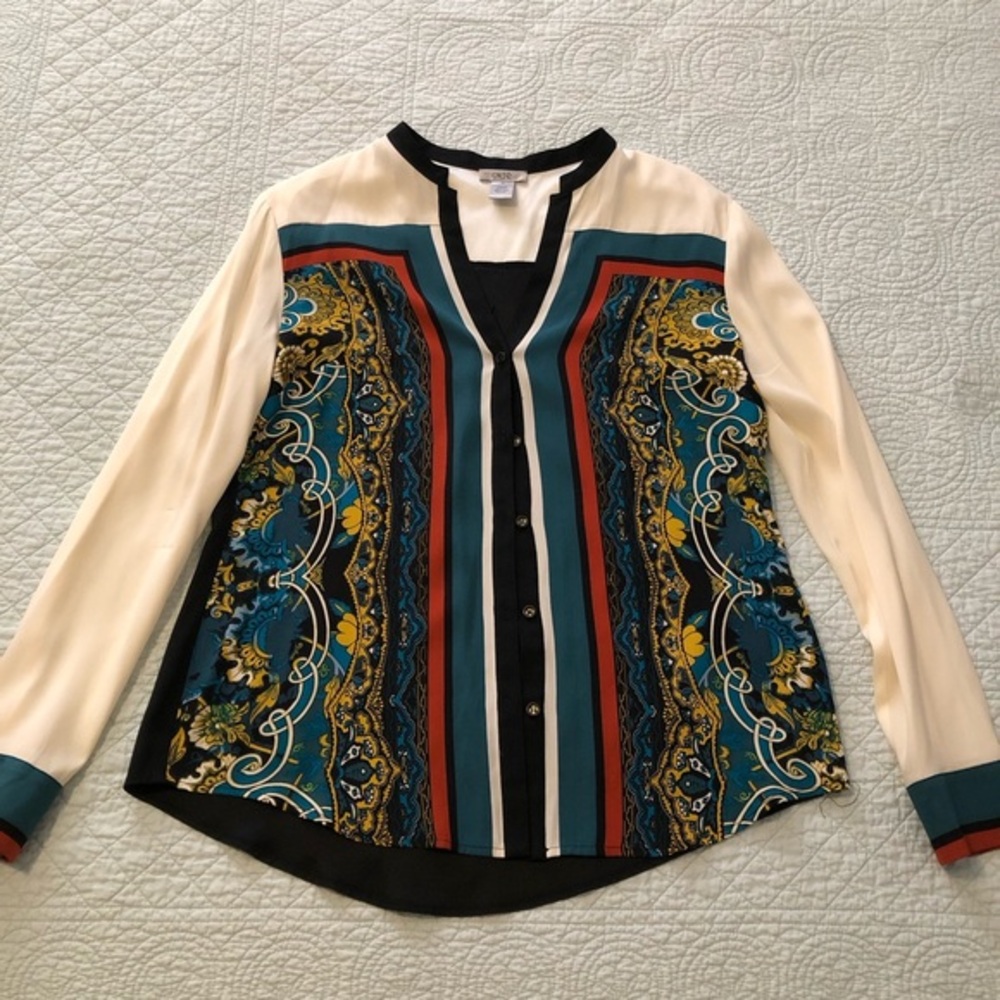Vintage Cache silk button down blouse. Size medium.